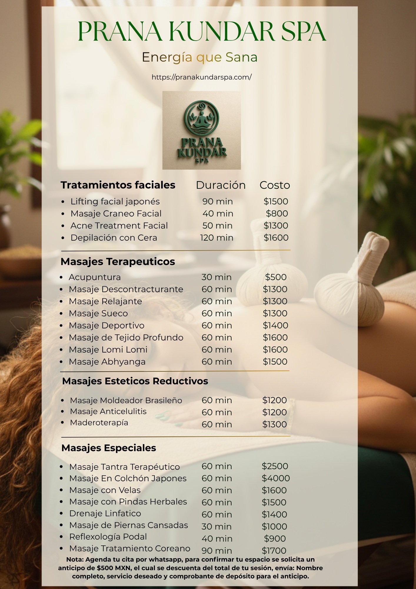 PranaKundarSpa - Energía que Sana CATALOGO PRANA KUNDAR SPA 2026